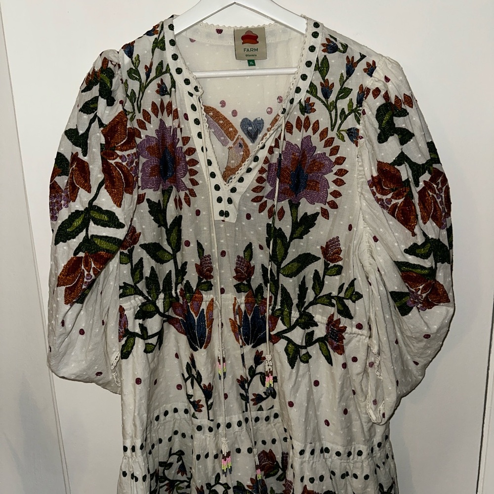 Anthropologie Floral Embroidered Boho Dress